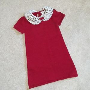 Holiday sweater dress! Leopard trim!